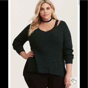 TORRID MARLED KNIT SPLIT NECK SWEATER